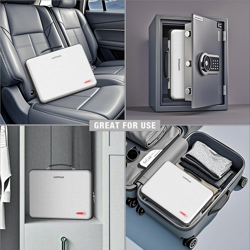 HAPPOUS Fireproof Document Organizer, Expanding File Organizer with 13 Pockets, Portable Fireproof Document Box Hard-Shell Document Organizer Storage for Documents Laptop Passports Cards Gray - Image 5